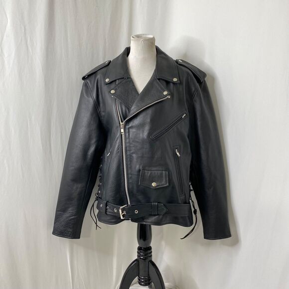 Men’s XL Leather Biker Jacket Milwaukee Leather Classic Brando Premium Black - Picture 2 of 16